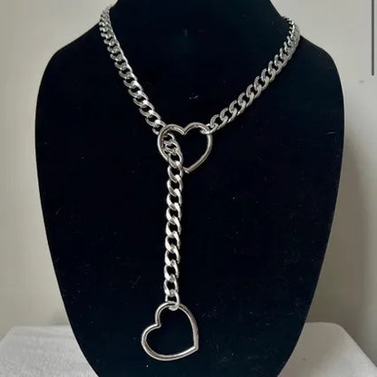 Heart O-Ring Slip Chain - Adjustable Lariat (Y-Necklace/Choker)