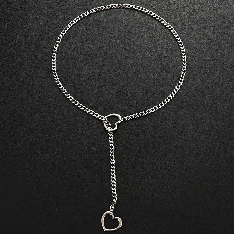 Heart O-Ring Slip Chain - Adjustable Lariat (Y-Necklace/Choker)