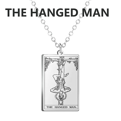 Tarot Card Pendant Necklace – Stainless Steel Engraved Necklace