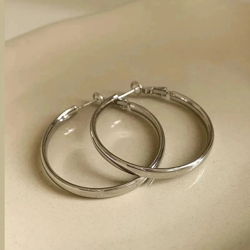 Hoop Earrings – Oversized Gold/Silver Chain-Link Design