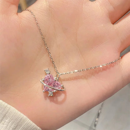 Cosmic Heart Ring Pendant Necklace