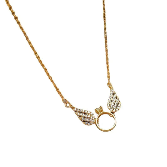 18K Gold Wings Pendant Necklace