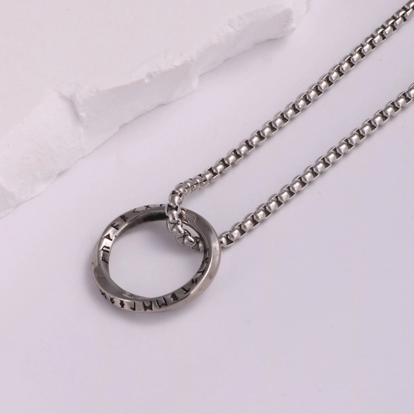 Viking Rune Necklace - Bar & Ring Pendant