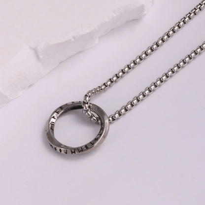 Viking Rune Necklace - Bar & Ring Pendant