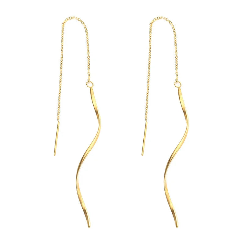 Vintage Wave Tassel Threader Earrings