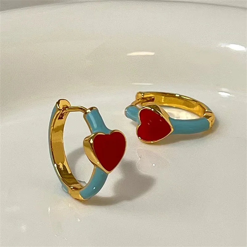Thick Rhinestone Vintage Hoop Stud Earrings