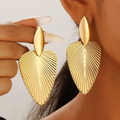 Artisan Textured Leaf Drop Earrings