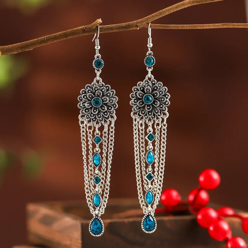 Bohemian Crystal Drop Earrings – Multicolor Rhinestone Dangles