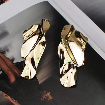 Eccentric Geometric Metal Dangle Earrings