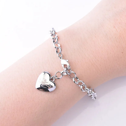 925 Sterling Silver Heart Letter Charm Bracelet for Women