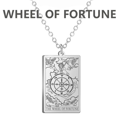 Tarot Card Pendant Necklace – Stainless Steel Engraved Necklace