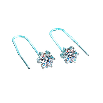 Round Brilliant Moissanite Drop Earrings