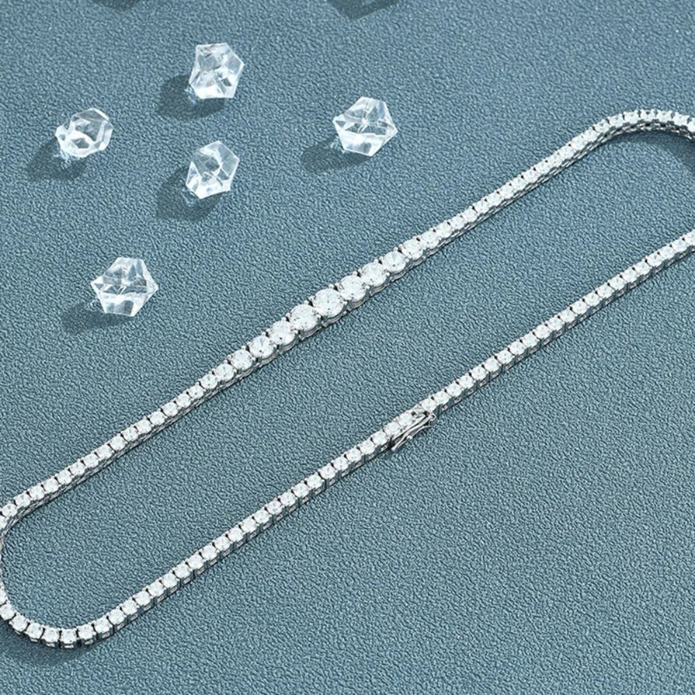 Moissanite Tennis Necklace – 925 Sterling Silver