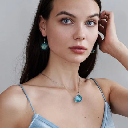 Exquisite Glass Blue Sky and White Clouds Drop Earrings