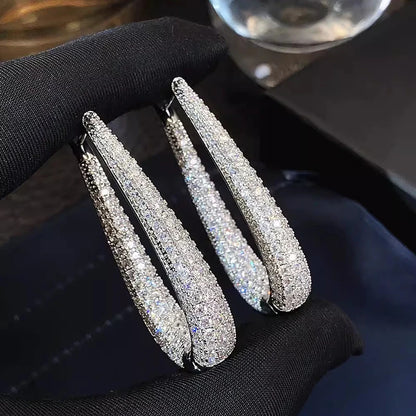 U-Shaped Moissanite-Studded Hoop Earrings