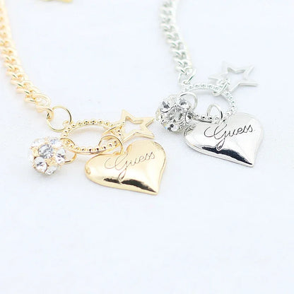 Gold & Silver Heart Charm Bracelet for Women