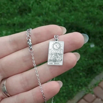 Tarot Card Pendant Necklace – Stainless Steel Engraved Necklace