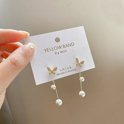 Golden Butterfly Drop Earrings