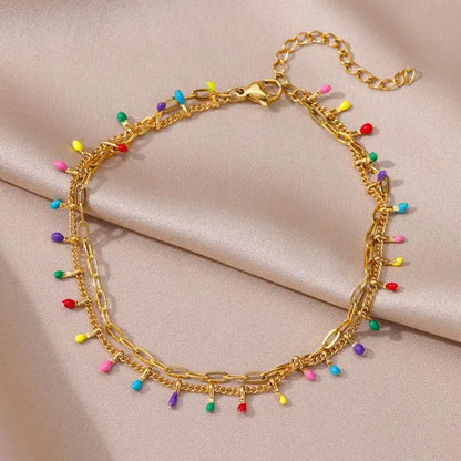 Gold Stainless Steel Imitation Pearl Anklet – Summer Beach Jewelry