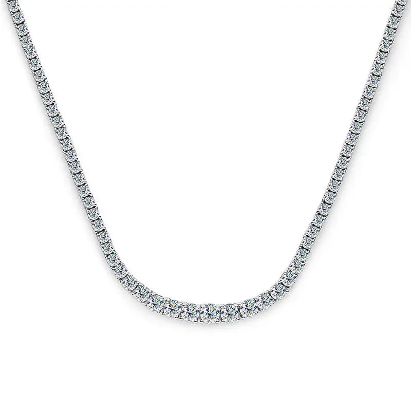 4-Prong Moissanite Tennis Necklace – 925 Sterling Silver