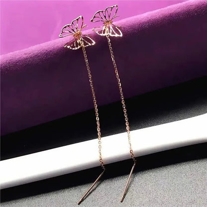 Bohemian Tassel Drop Earrings – Heart, Rose & Clover Charms