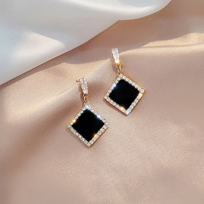 Shiny Rhinestone Frame Zircon Stud Earrings