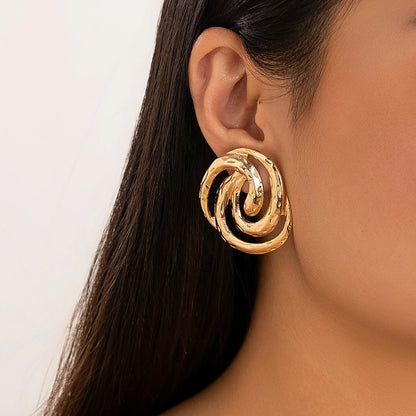 Gold Spiral Stud Earrings