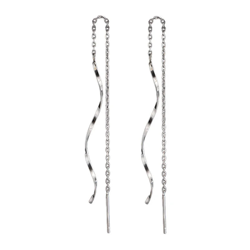 Vintage Wave Tassel Threader Earrings