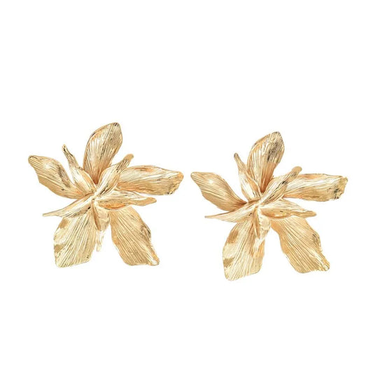 Vintage Gold Floral Stud Earrings