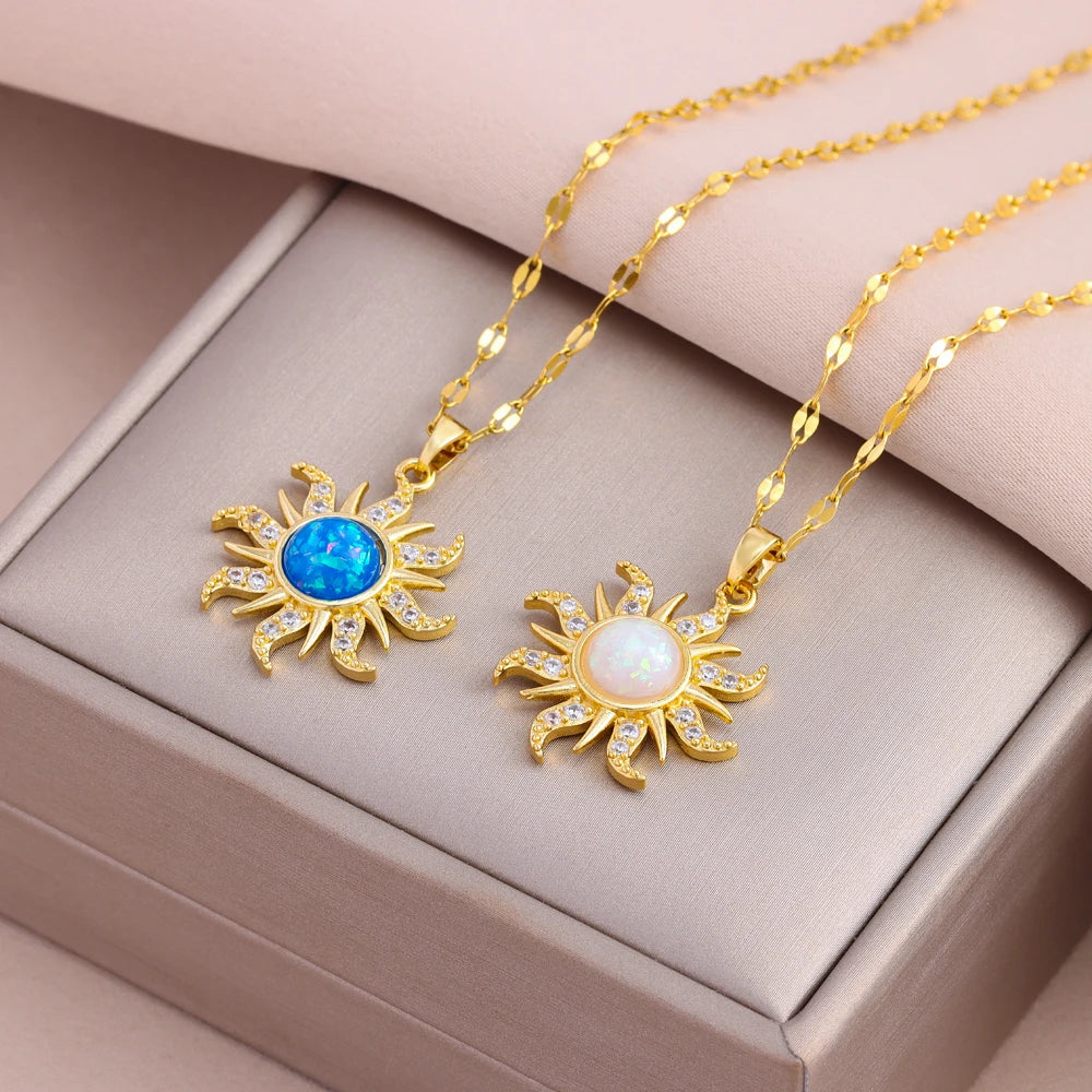 Sun Pendant Necklace - Gold Plated SS