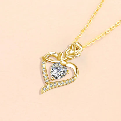 Rose Heart Moissanite Necklace