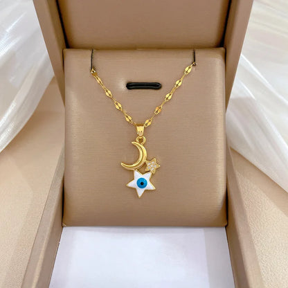 Blue Eye Necklace – Charm Gold Chain