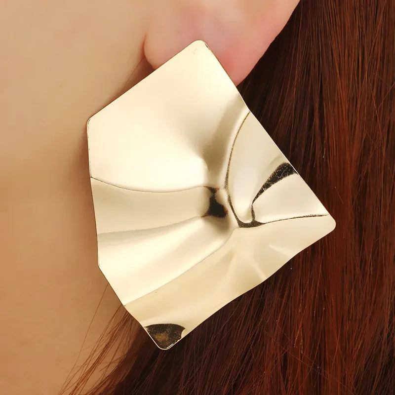 Eccentric Multi-Shaped Metal Dangle Earrings