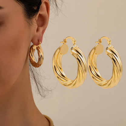 Gold Twisted Hoop Earrings