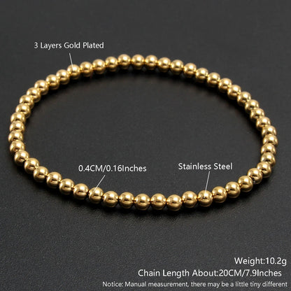 Stretch Ball Beaded Bracelet - Stacked Stainless Steel Bracelet for Women