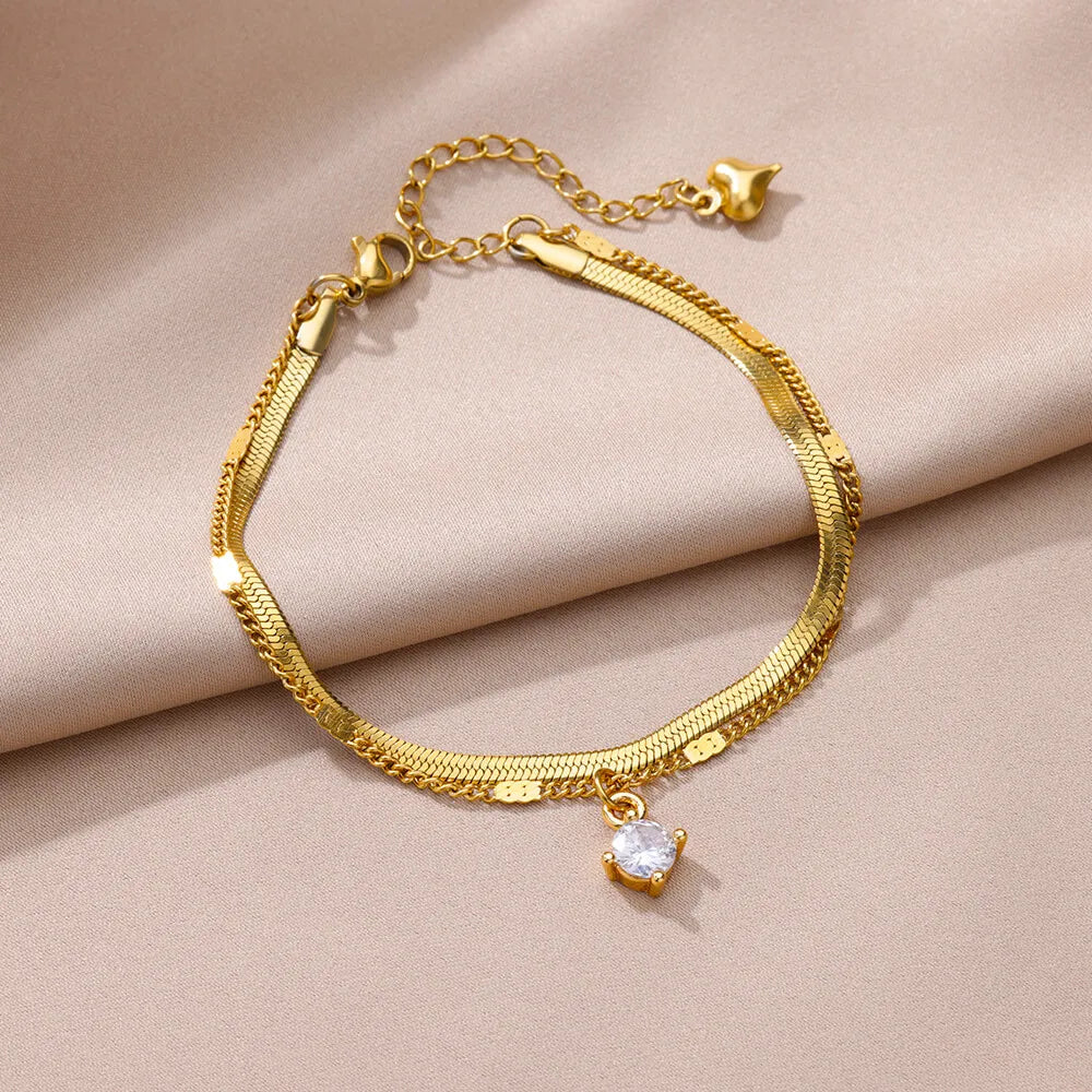 Gold Stainless Steel Imitation Pearl Anklet – Summer Beach Jewelry