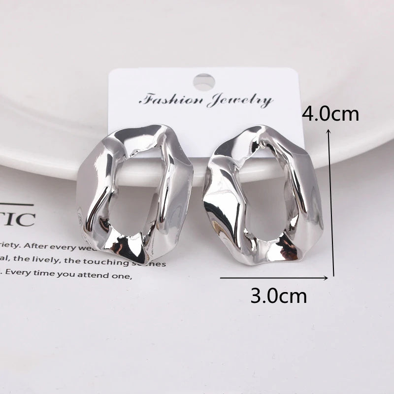 Eccentric Multi-Shaped Metal Dangle Earrings
