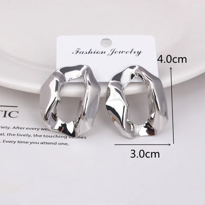Eccentric Multi-Shaped Metal Dangle Earrings
