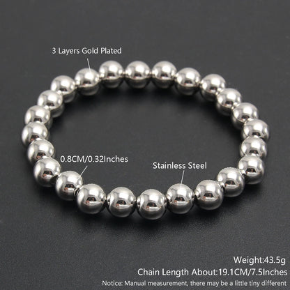 Stretch Ball Beaded Bracelet - Stacked Stainless Steel Bracelet for Women