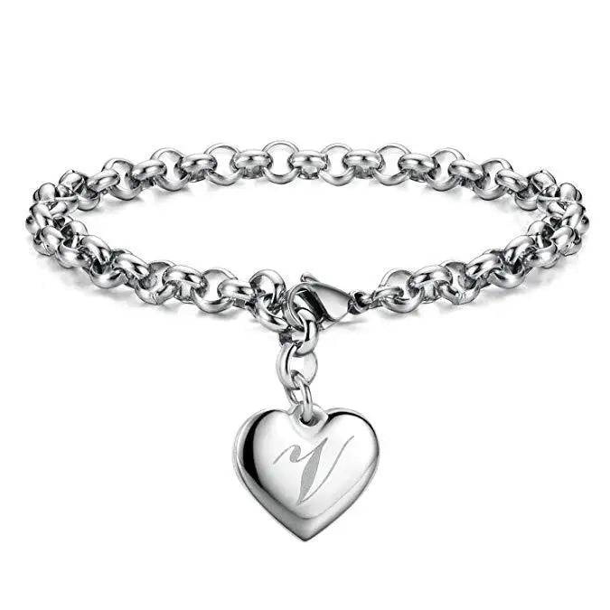 925 Sterling Silver Letter Charm Bracelet