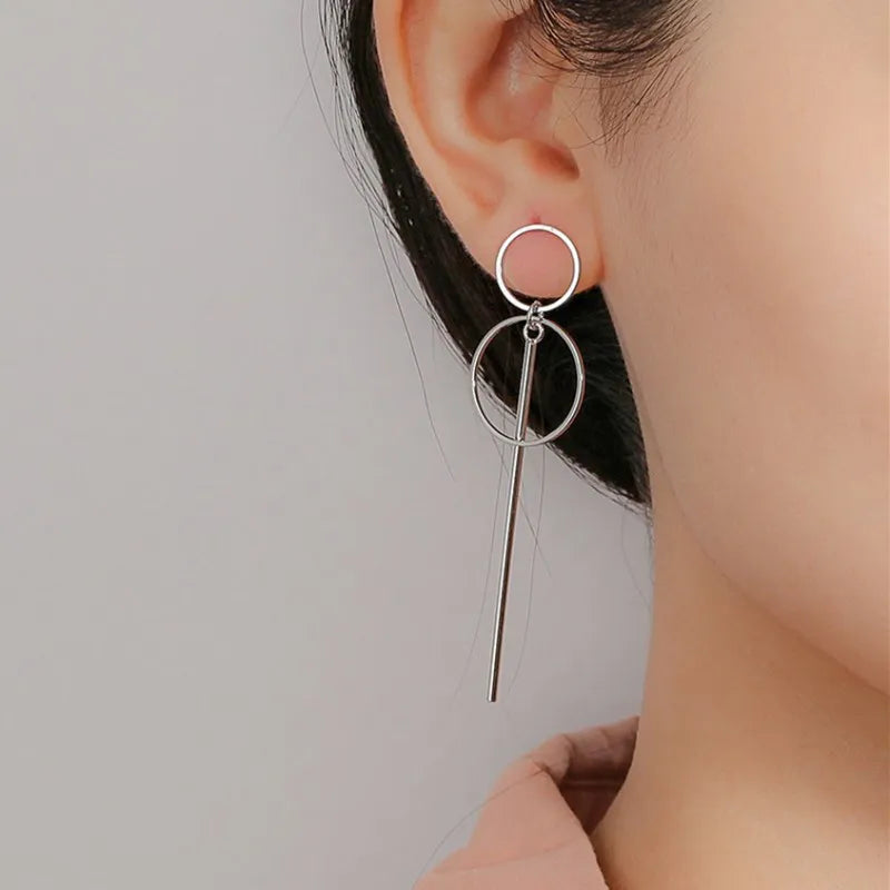 Eccentric Multi-Shaped Metal Dangle Earrings
