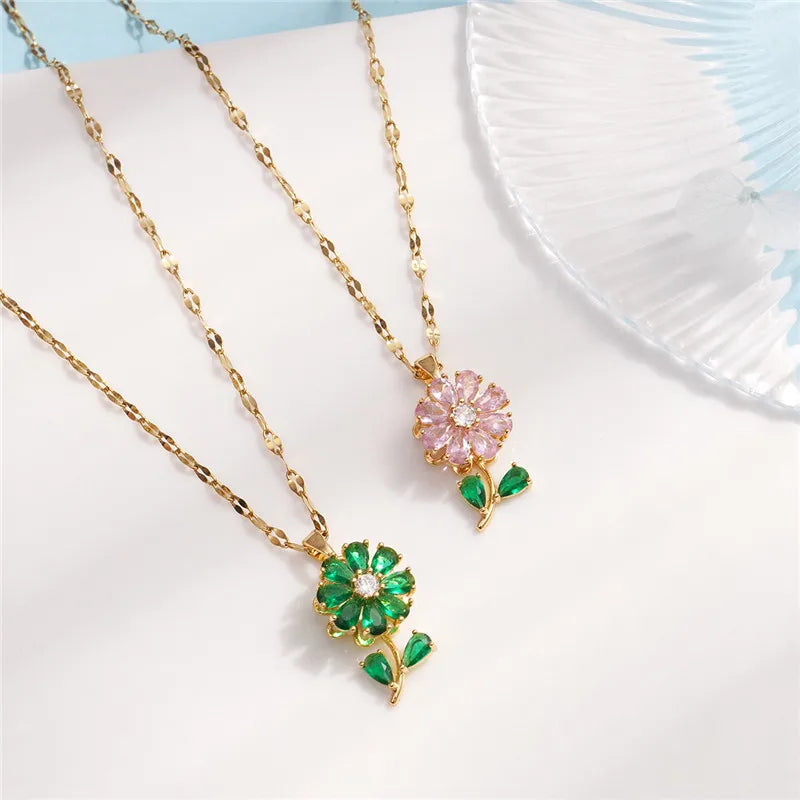 Rotating Sunflower Pendant Necklace