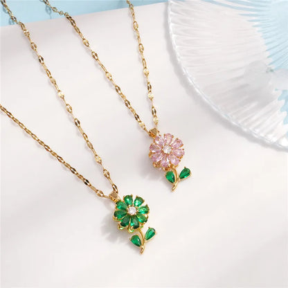 Rotating Sunflower Pendant Necklace