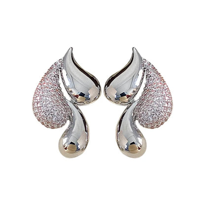 16K Gold Plated Zircon Water Drop Stud Earrings