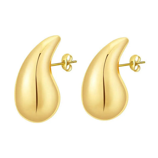 Glossy Teardrop Vintage Gold Waterdrop Stud Earrings