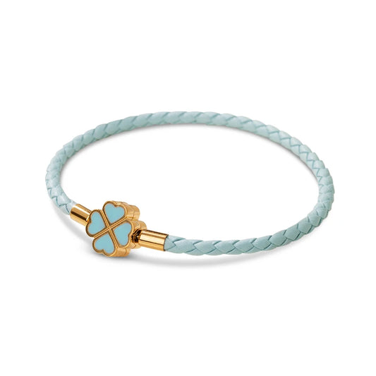Four-Leaf Clover Lucky Bracelet for Women – MulticolorBraided Leather