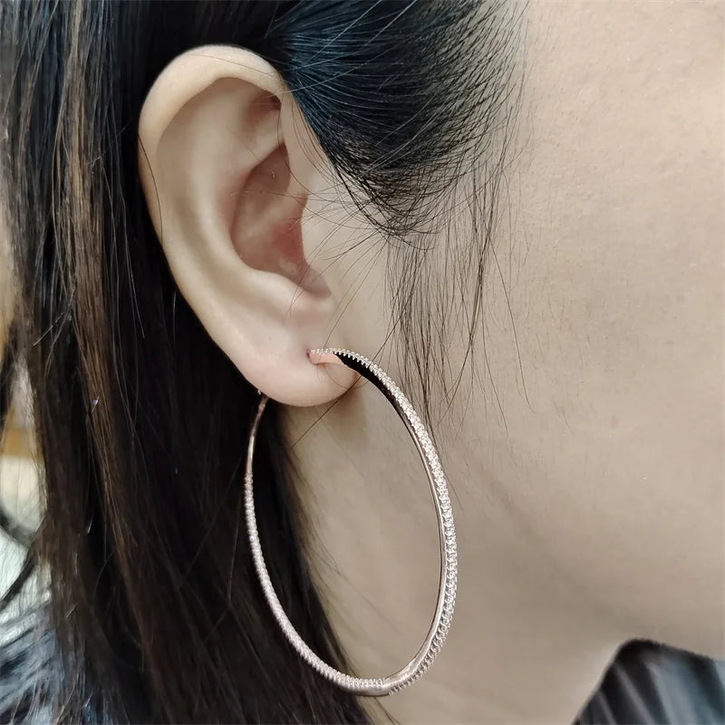 Silver/Gold/Rose Gold Moissanite Hoop Earrings