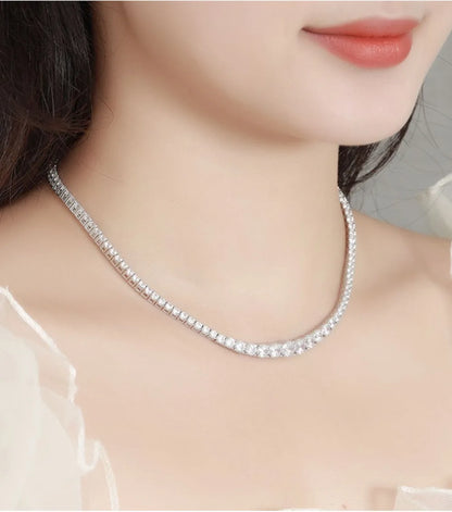 Moissanite Tennis Necklace – 925 Sterling Silver
