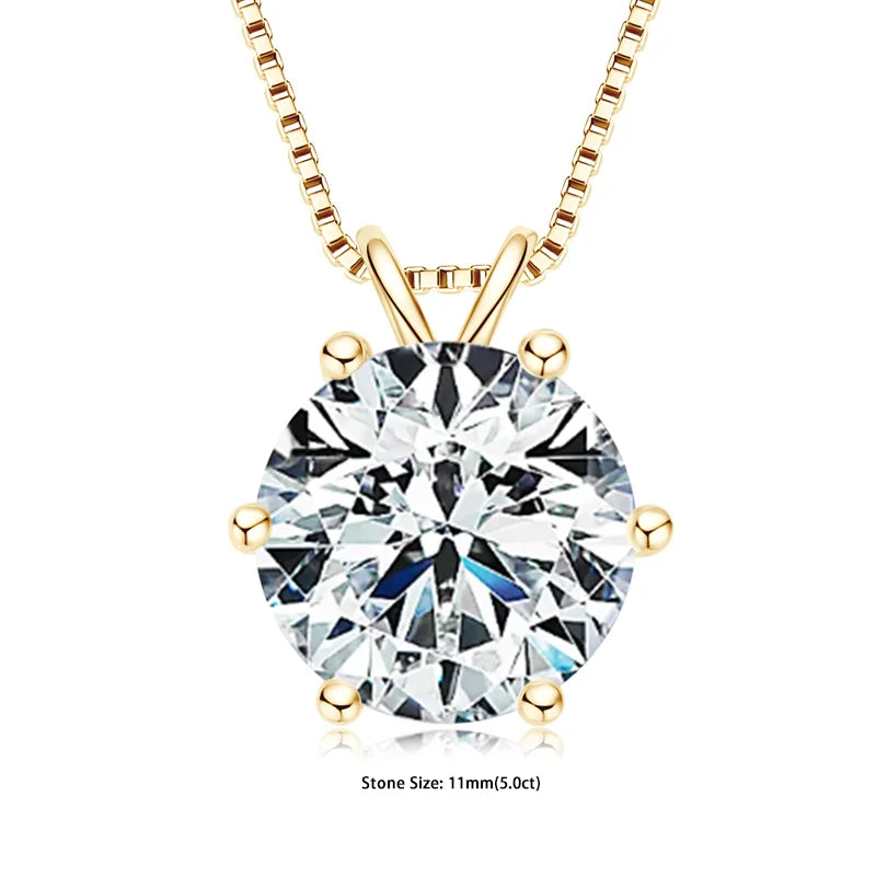 Moissanite Pendant Necklace – 0.5-5ct Sterling Silver
