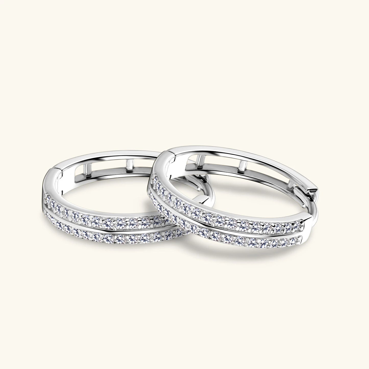 925 Sterling Silver / 14K Gold Plated Moissanite Hoop Earrings